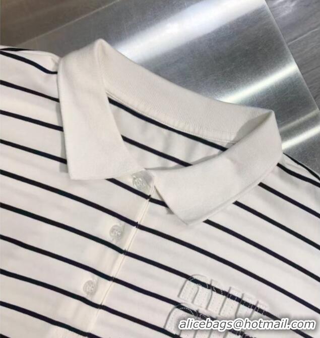 Unique Grade Miu Miu Striped Polo Shirt MM120214 White 2025