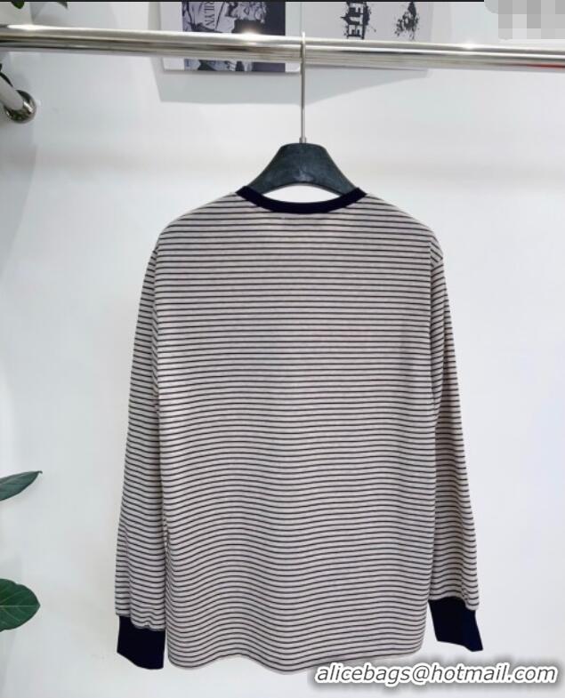 Trendy Design Miu Miu Striped Cotton T-Shirt MM120215 Grey 2025