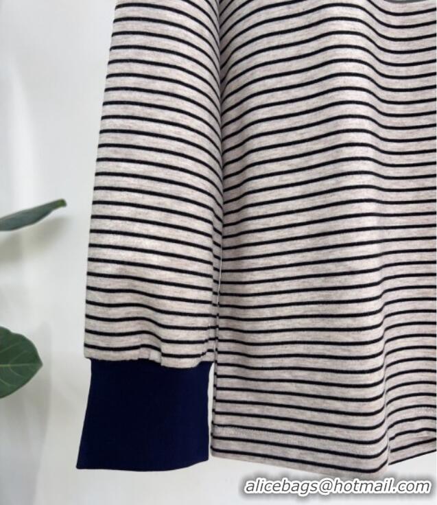 Trendy Design Miu Miu Striped Cotton T-Shirt MM120215 Grey 2025