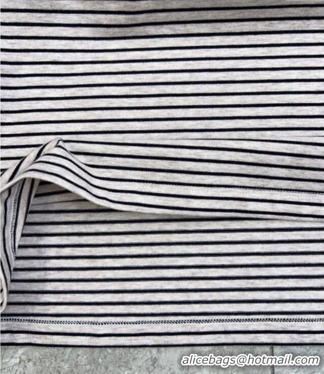Trendy Design Miu Miu Striped Cotton T-Shirt MM120215 Grey 2025