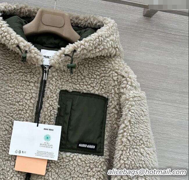 Top Quality Miu Miu Teddy Cloth Padded Jacket MM120220 Grey 2025