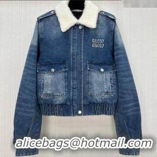 Luxury Discount Miu Miu Denim Quilted Jacket MM120218 Blue 2025