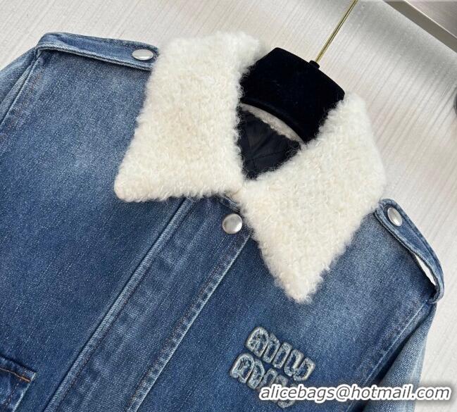 Luxury Discount Miu Miu Denim Quilted Jacket MM120218 Blue 2025