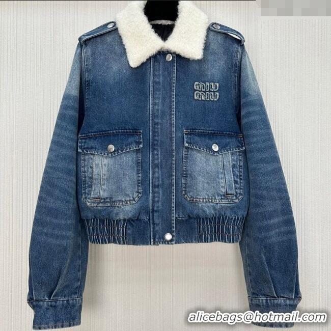 Luxury Discount Miu Miu Denim Quilted Jacket MM120218 Blue 2025