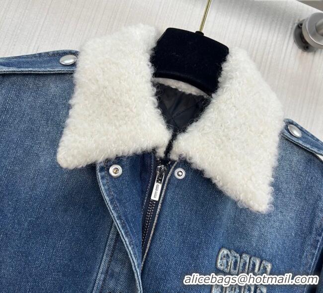 Luxury Discount Miu Miu Denim Quilted Jacket MM120218 Blue 2025
