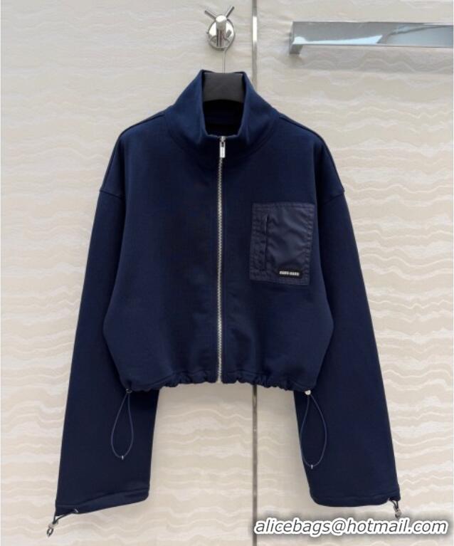 Luxury Cheap Miu Miu Jacket and Skirt Set MM120222 Dark Blue 2025