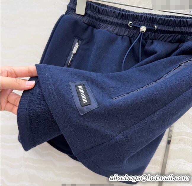 Luxury Cheap Miu Miu Jacket and Skirt Set MM120222 Dark Blue 2025