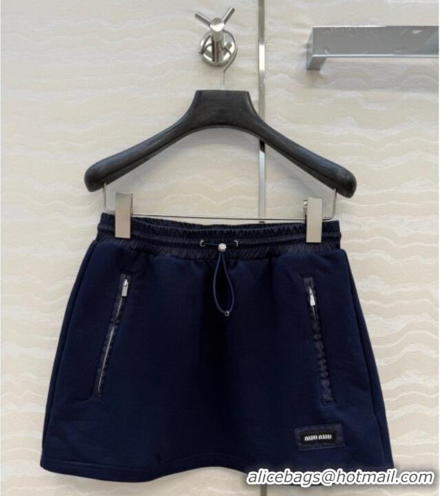 Luxury Cheap Miu Miu Jacket and Skirt Set MM120222 Dark Blue 2025