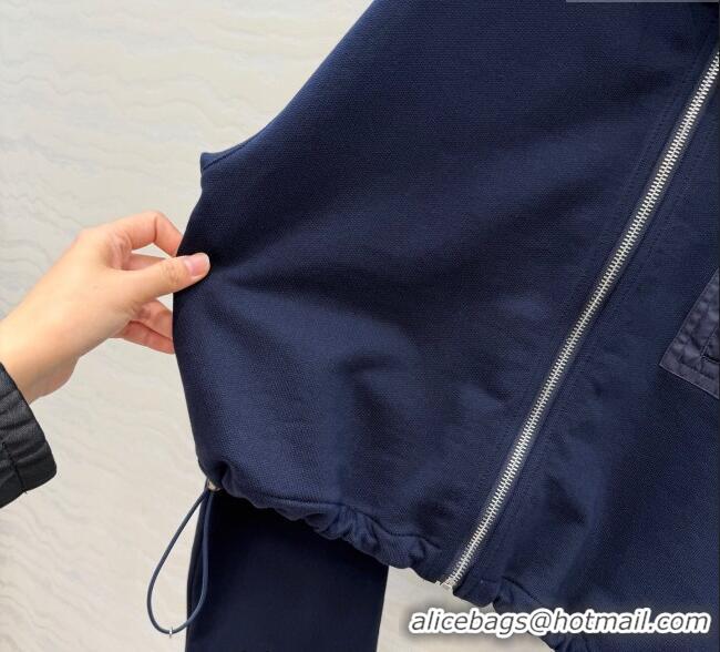 Luxury Cheap Miu Miu Jacket and Skirt Set MM120222 Dark Blue 2025