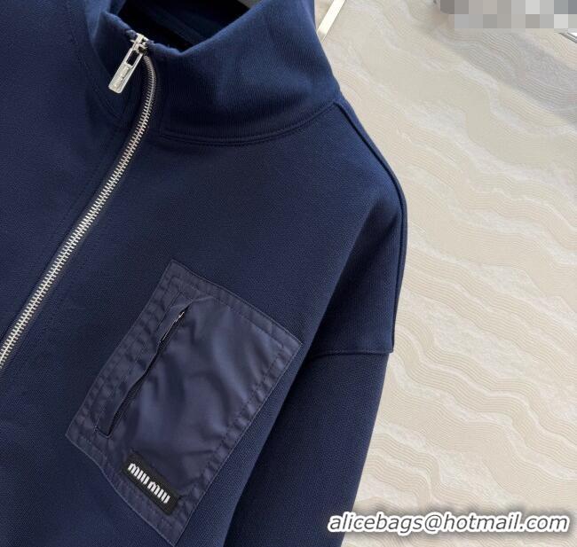 Luxury Cheap Miu Miu Jacket and Skirt Set MM120222 Dark Blue 2025