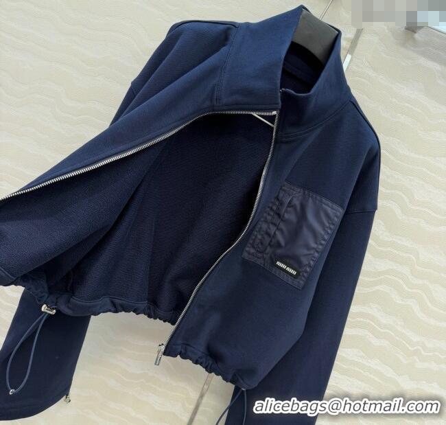 Luxury Cheap Miu Miu Jacket and Skirt Set MM120222 Dark Blue 2025