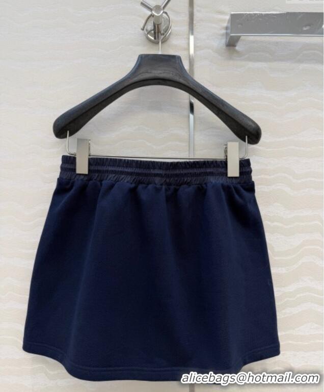 Luxury Cheap Miu Miu Jacket and Skirt Set MM120222 Dark Blue 2025