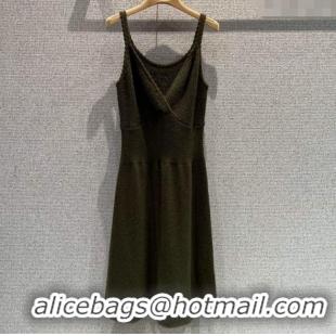 Luxury Discount Miu Miu Wool Knit Dress MM120223 Green 2025