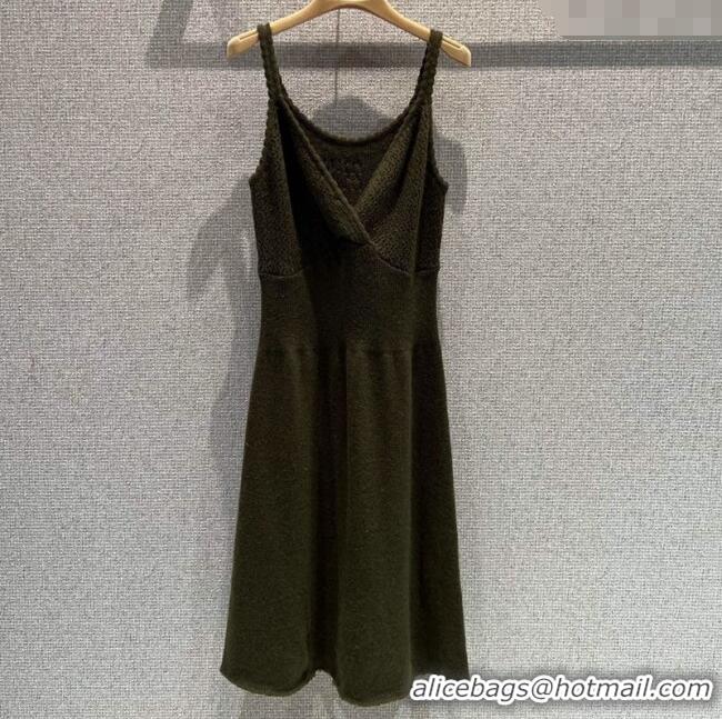 Luxury Discount Miu Miu Wool Knit Dress MM120223 Green 2025