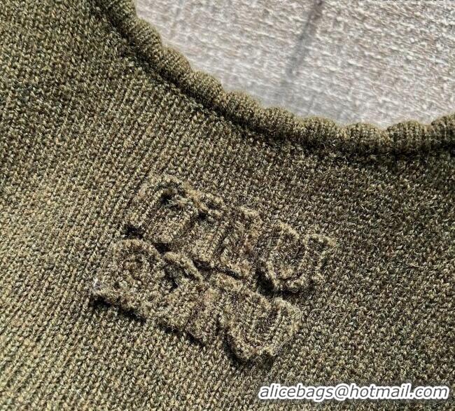 Luxury Discount Miu Miu Wool Knit Dress MM120223 Green 2025