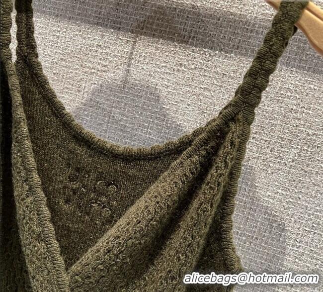 Luxury Discount Miu Miu Wool Knit Dress MM120223 Green 2025