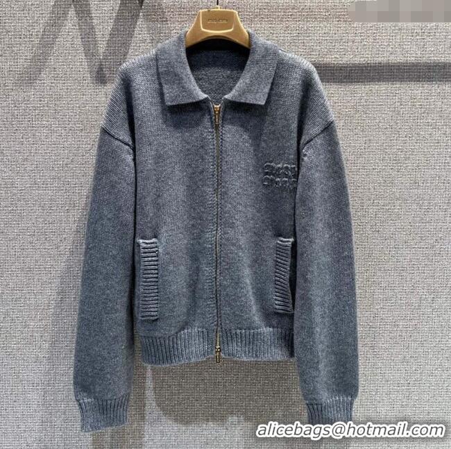 Buy New Cheap Miu Miu Knit Cardigan MM120236 Grey 2025