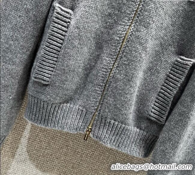 Buy New Cheap Miu Miu Knit Cardigan MM120236 Grey 2025