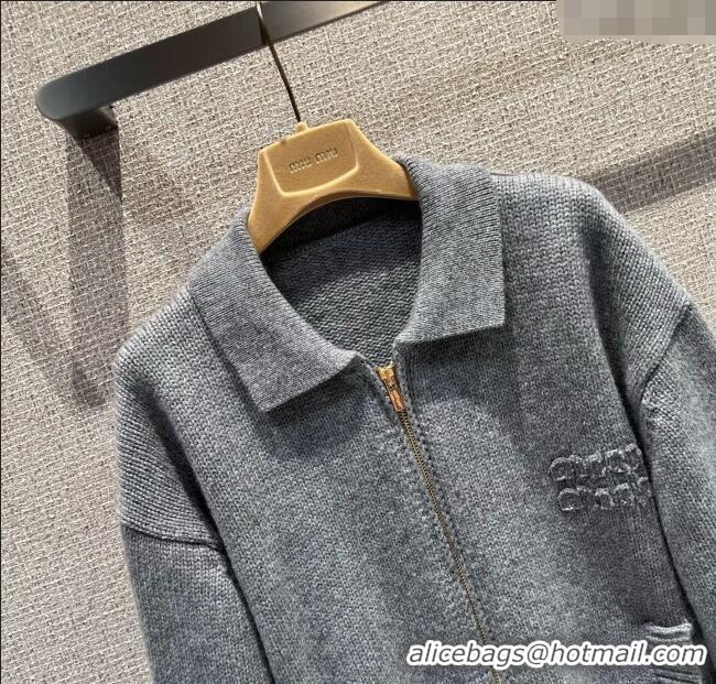 Buy New Cheap Miu Miu Knit Cardigan MM120236 Grey 2025