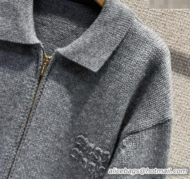 Buy New Cheap Miu Miu Knit Cardigan MM120236 Grey 2025