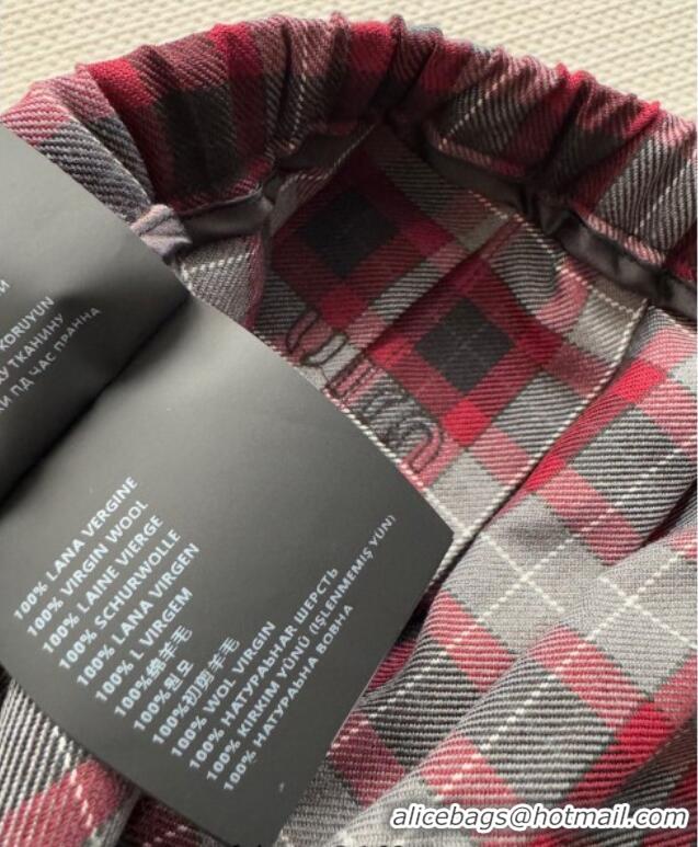 Most Popular Miu Miu Wool Plaid Skirt MM120225 Red 2025
