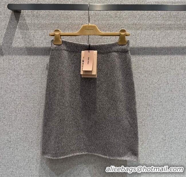 Affordable Price Miu Miu Wool Knit Skirt MM120229 Grey 2025