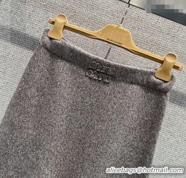 Affordable Price Miu Miu Wool Knit Skirt MM120229 Grey 2025