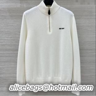 Luxury Discount Miu Miu Cashmere Polo Shirt MM120234 White 2025
