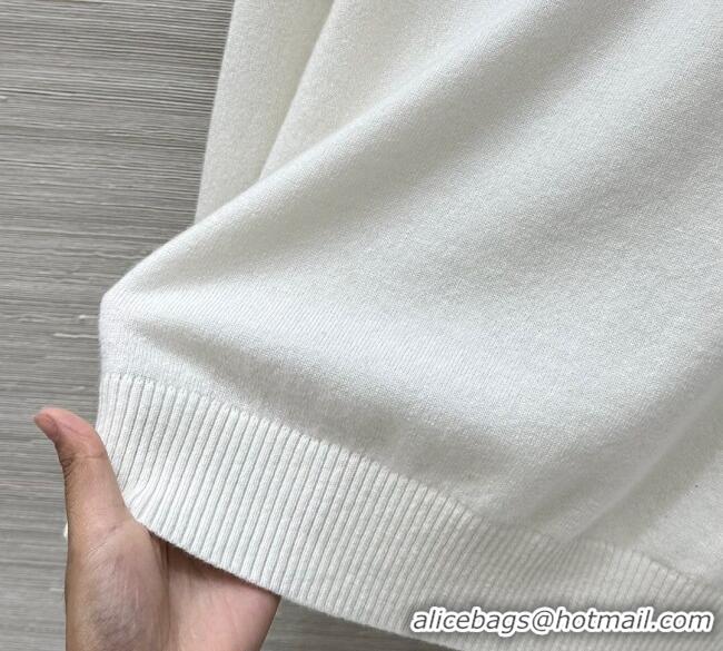 Luxury Discount Miu Miu Cashmere Polo Shirt MM120234 White 2025