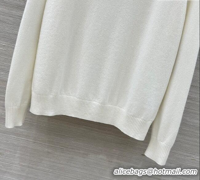 Luxury Discount Miu Miu Cashmere Polo Shirt MM120234 White 2025