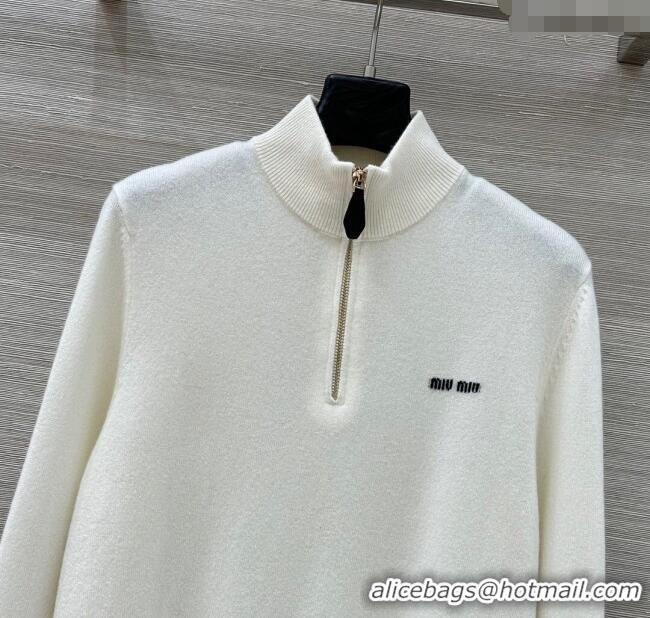 Luxury Discount Miu Miu Cashmere Polo Shirt MM120234 White 2025