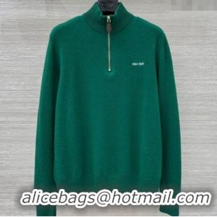 Affordable Price Miu Miu Cashmere Polo Shirt MM120234 Green 2025