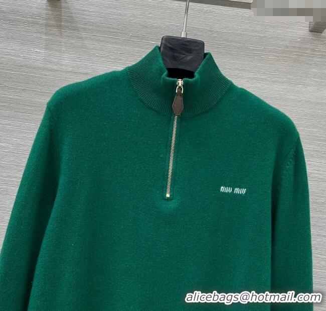 Affordable Price Miu Miu Cashmere Polo Shirt MM120234 Green 2025