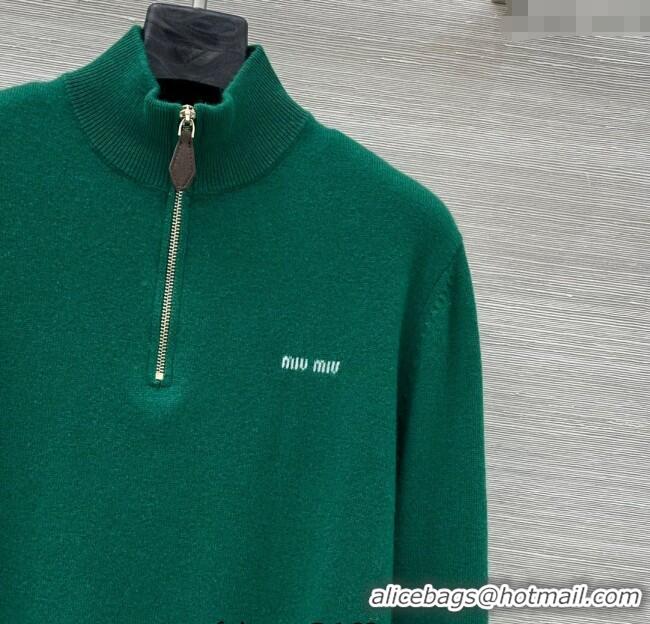 Affordable Price Miu Miu Cashmere Polo Shirt MM120234 Green 2025