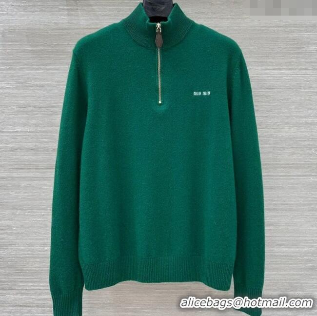 Affordable Price Miu Miu Cashmere Polo Shirt MM120234 Green 2025