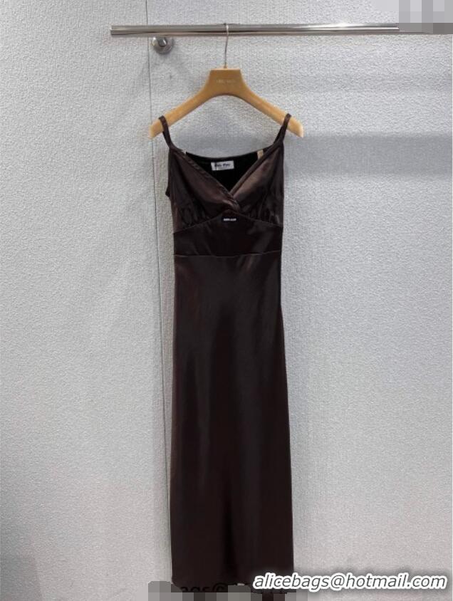 Fashion Discount Miu Miu Long Dress MM120237 Brown 2025