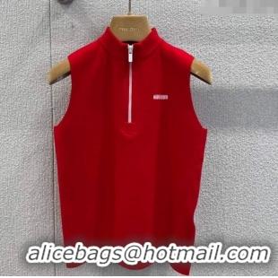 Luxury Cheap Miu Miu Polo Vest MM120238 Red 2025