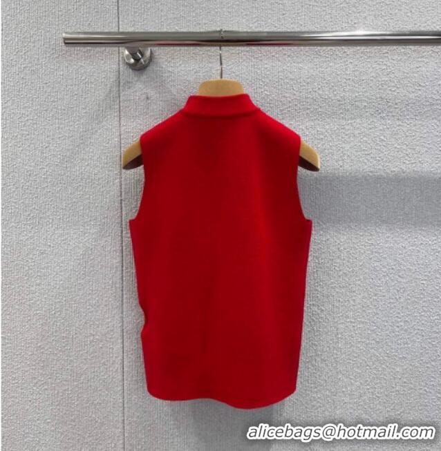 Luxury Cheap Miu Miu Polo Vest MM120238 Red 2025