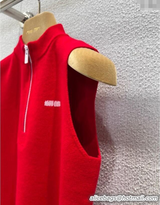 Luxury Cheap Miu Miu Polo Vest MM120238 Red 2025
