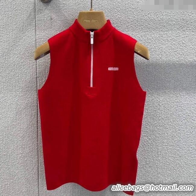 Luxury Cheap Miu Miu Polo Vest MM120238 Red 2025