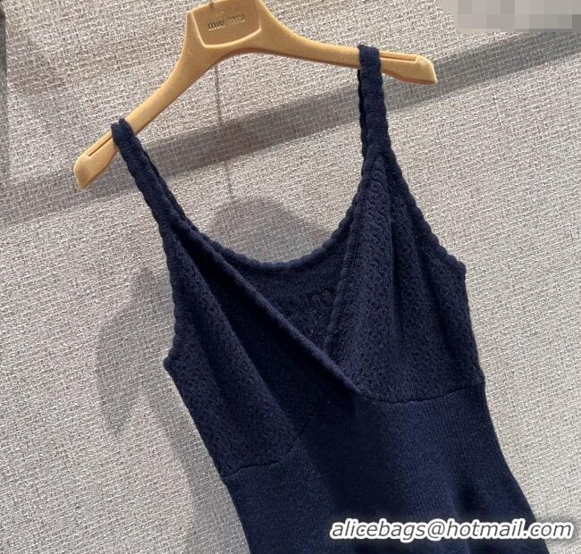 Top Design Miu Miu Wool Knit Dress MM120223 Dark Blue 2025