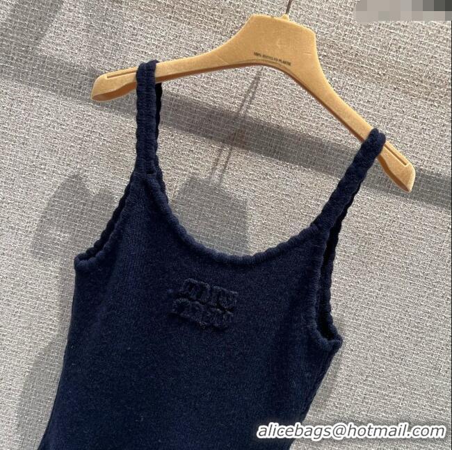 Top Design Miu Miu Wool Knit Dress MM120223 Dark Blue 2025