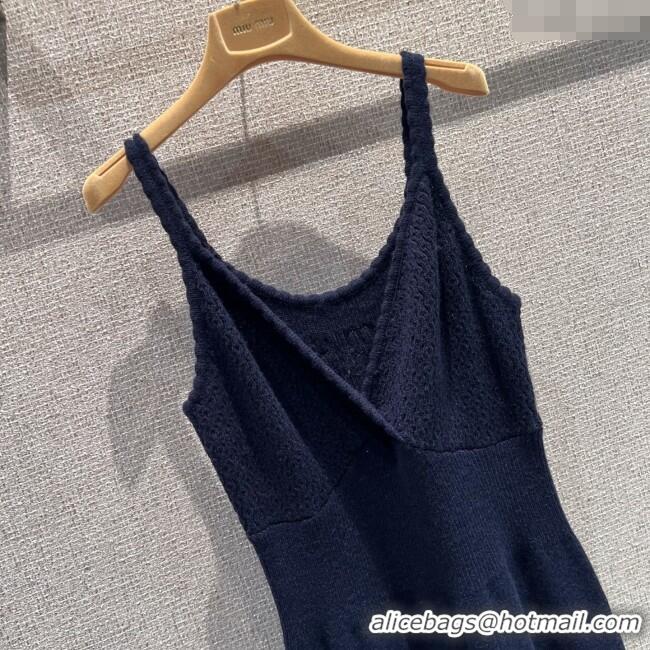 Top Design Miu Miu Wool Knit Dress MM120223 Dark Blue 2025