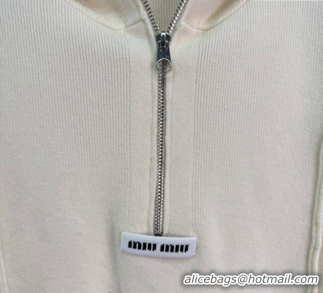 Buy Classic Miu Miu Wool Polo Shirt MM120240 White 2025
