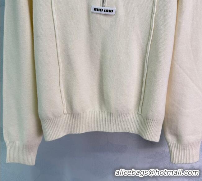 Buy Classic Miu Miu Wool Polo Shirt MM120240 White 2025