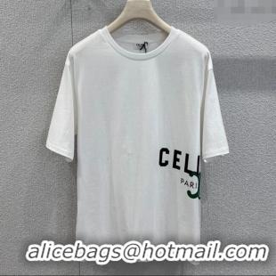 Original Cheap Celine Cotton T-Shirt CE120201 White 2025