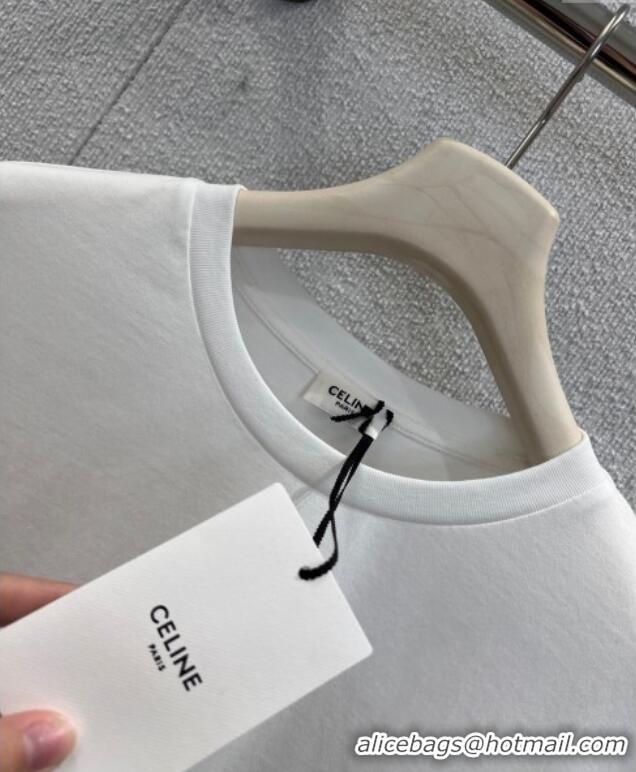 Original Cheap Celine Cotton T-Shirt CE120201 White 2025