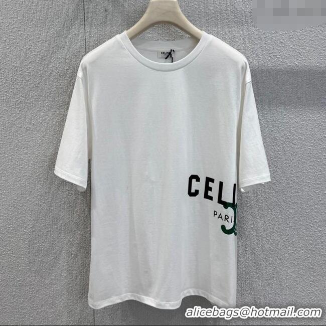Original Cheap Celine Cotton T-Shirt CE120201 White 2025