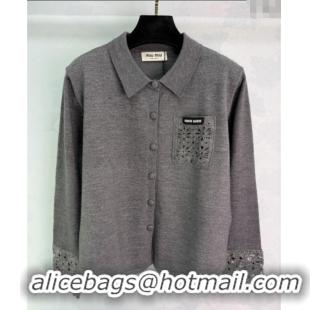 Super Quality Miu Miu Wool Cardigan MM120201 Grey 2025