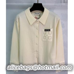 Buy Classic Miu Miu Wool Cardigan MM120201 White 2025